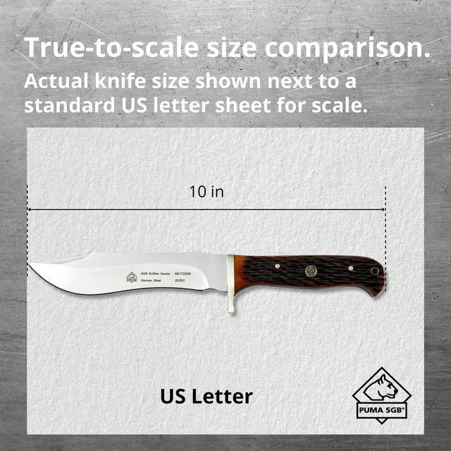 Alt view image 7 of 7 - Buffalo Hunter - Hunting Knife with Sunset Jigged Bone Handle Handmade from German 1.4116 Steel 5.7 Fixed Blade Full Tang Includes High Quality Leather Sheath