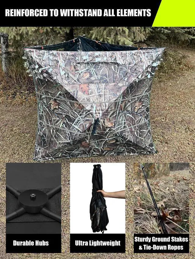 Alt view image 5 of 7 - Pop Up 3 Sided Ground Blind for Deer Duck Turkey Hunting, Portable Quick Setup Lightweight 3 Panels Deer Hunting Blind