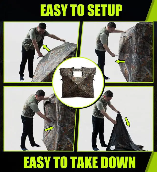 Alt view image 6 of 7 - Pop Up 3 Sided Ground Blind for Deer Duck Turkey Hunting, Portable Quick Setup Lightweight 3 Panels Deer Hunting Blind