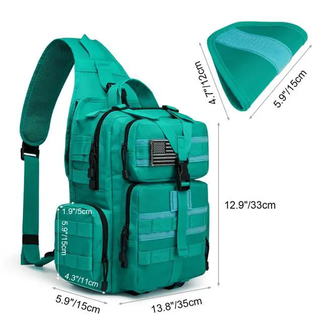 Alt view image 2 of 7 - Large Tactical EDC Sling Bag, Adjustable Holder Backpack for Men | 900D Polyester Durable & Water Resistant, Size: 12.9 * 13.8 * 5.9 Inches, Y strap Tactical storage, Outdoor, Multi Pockets