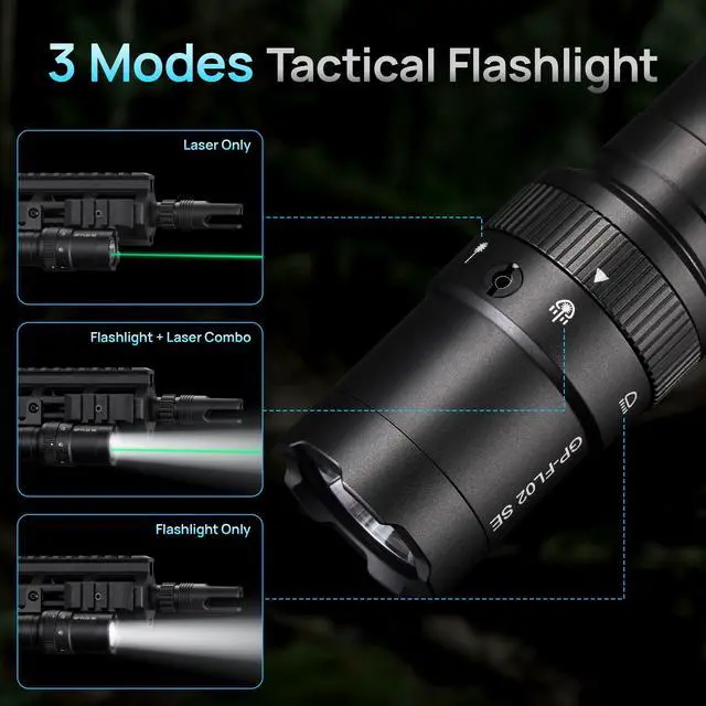 Alt view image 4 of 5 - 2500 Lumen Tactical Flashlight, Aircraft Aluminum LED Weapon Light, MLOK Laser Light for Rail Mount, Rifle Flashlight with Momentary Strobe Function, Long Gun Flashlight with Remote Switch