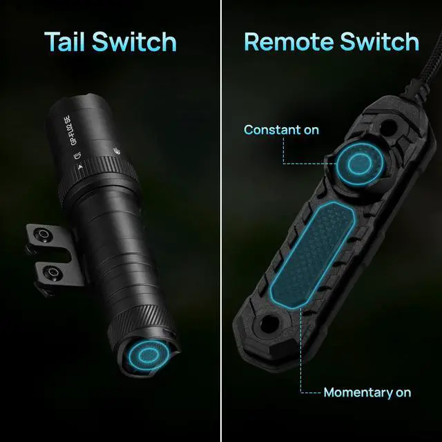 Alt view image 3 of 5 - 2500 Lumen Tactical Flashlight, Aircraft Aluminum LED Weapon Light, MLOK Laser Light for Rail Mount, Rifle Flashlight with Momentary Strobe Function, Long Gun Flashlight with Remote Switch