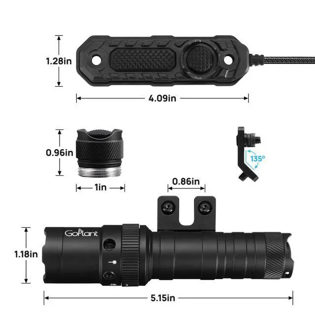 Alt view image 5 of 5 - 2500 Lumen Tactical Flashlight, Aircraft Aluminum LED Weapon Light, MLOK Laser Light for Rail Mount, Rifle Flashlight with Momentary Strobe Function, Long Gun Flashlight with Remote Switch
