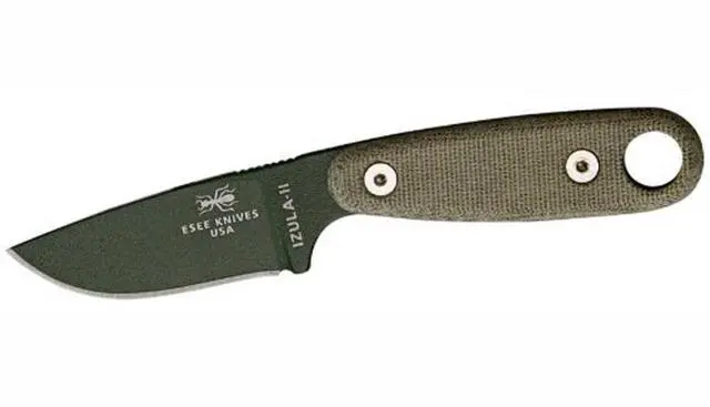 Main image of Knives Izula-II Fixed Blade Knife, Micarta Handle, Molded Sheath, Clip Plate (OD Green)
