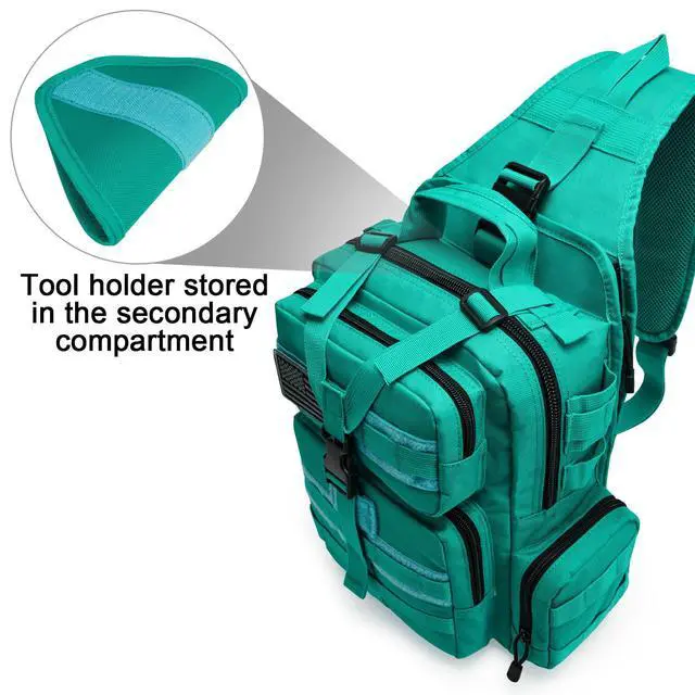 Alt view image 3 of 7 - Large Tactical EDC Sling Bag, Adjustable Holder Backpack for Men | 900D Polyester Durable & Water Resistant, Size: 12.9 * 13.8 * 5.9 Inches, Y strap Tactical storage, Outdoor, Multi Pockets