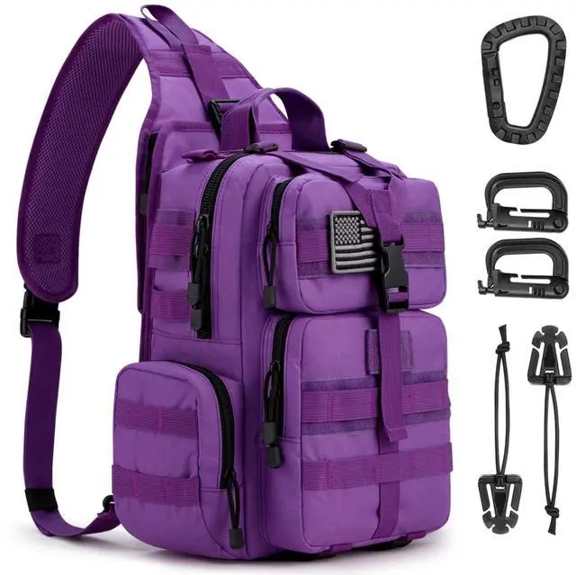Main image of Large Tactical EDC Sling Bag, Adjustable Holder Backpack for Men | 900D Polyester Durable & Water Resistant, Size: 12.9 * 13.8 * 5.9 Inches, Y strap Tactical storage, Outdoor, Multi Pockets