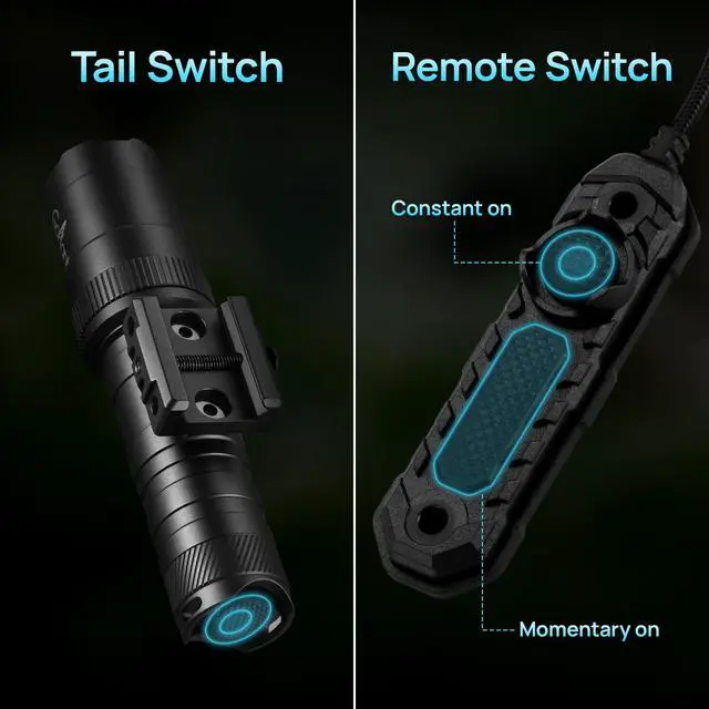 Alt view image 3 of 5 - 2500 Lumen Tactical Flashlight, Aircraft Aluminum LED Weapon Light, Long Runtime 90 Minutes Picatinny Laser Light, Rifle Flashlight with Momentary Strobe Function,ar 15 rifle light with Remote Switch