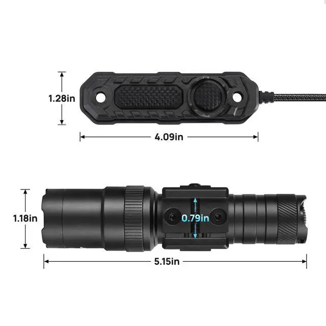 Alt view image 5 of 5 - 2500 Lumen Tactical Flashlight, Aircraft Aluminum LED Weapon Light, Long Runtime 90 Minutes Picatinny Laser Light, Rifle Flashlight with Momentary Strobe Function,ar 15 rifle light with Remote Switch