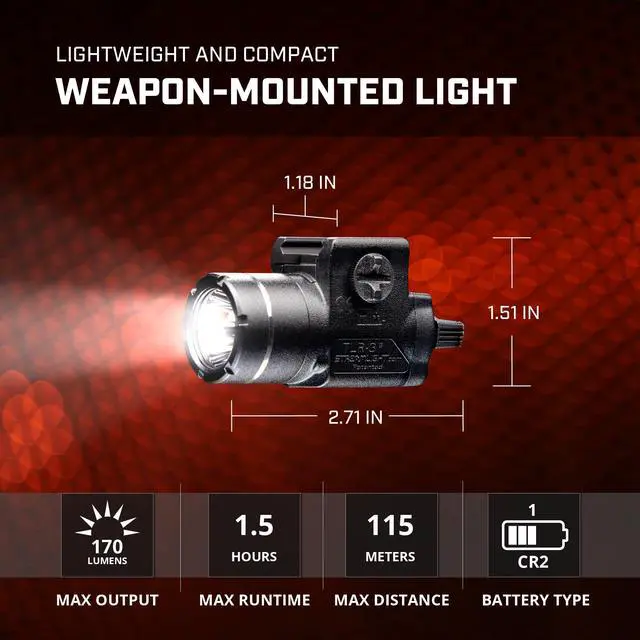 Alt view image 5 of 6 - 69220 TLR-3 170-Lumen Lightweight, Compact Weapon Mounted Tactical Light with Rail Locating Keys, Black