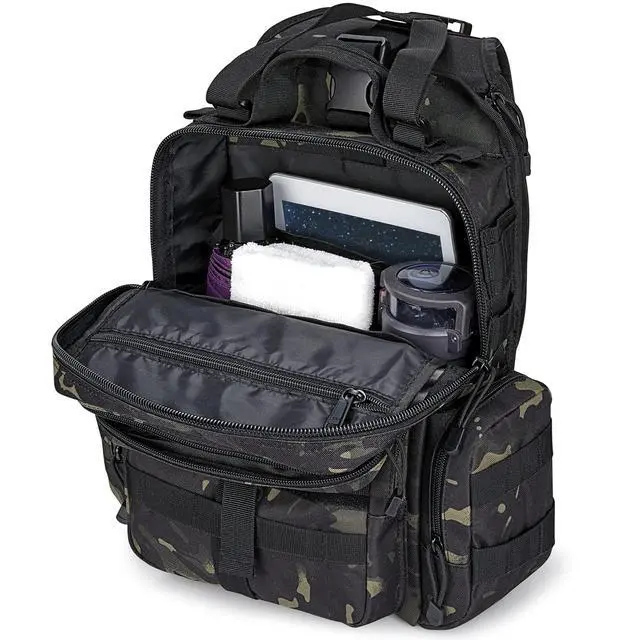 Alt view image 5 of 7 - Large Tactical EDC Sling Bag, Adjustable Holder Backpack for Men | 900D Polyester Durable & Water Resistant, Size: 12.9 * 13.8 * 5.9 Inches, Y strap Tactical storage, Outdoor, Multi Pockets