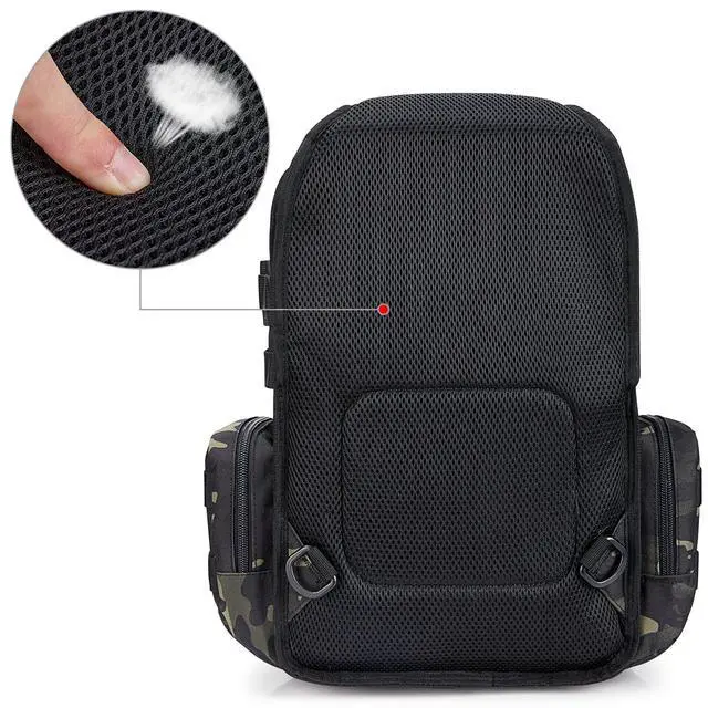 Alt view image 6 of 7 - Large Tactical EDC Sling Bag, Adjustable Holder Backpack for Men | 900D Polyester Durable & Water Resistant, Size: 12.9 * 13.8 * 5.9 Inches, Y strap Tactical storage, Outdoor, Multi Pockets