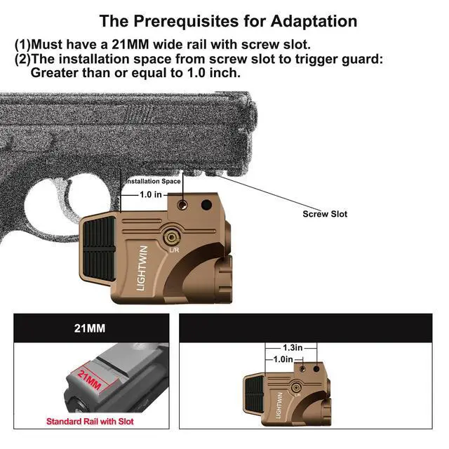 Alt view image 7 of 7 - Red/Green/Blue/Purple Laser Beams with 800 Lumens Flashlight for Pistols, 3 in1 Laser Light Combo, Tactical USB Rechargeable Laser Sight, Strobe & Steady Flashlight for Picatinny Rail