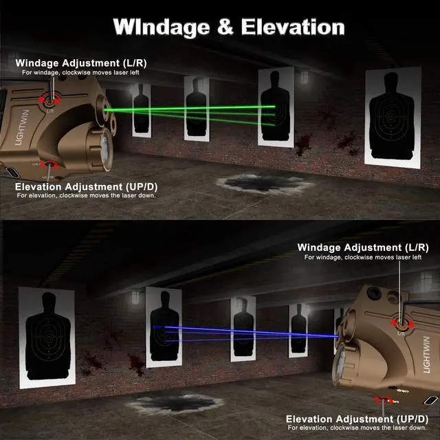 Alt view image 6 of 7 - Red/Green/Blue/Purple Laser Beams with 800 Lumens Flashlight for Pistols, 3 in1 Laser Light Combo, Tactical USB Rechargeable Laser Sight, Strobe & Steady Flashlight for Picatinny Rail
