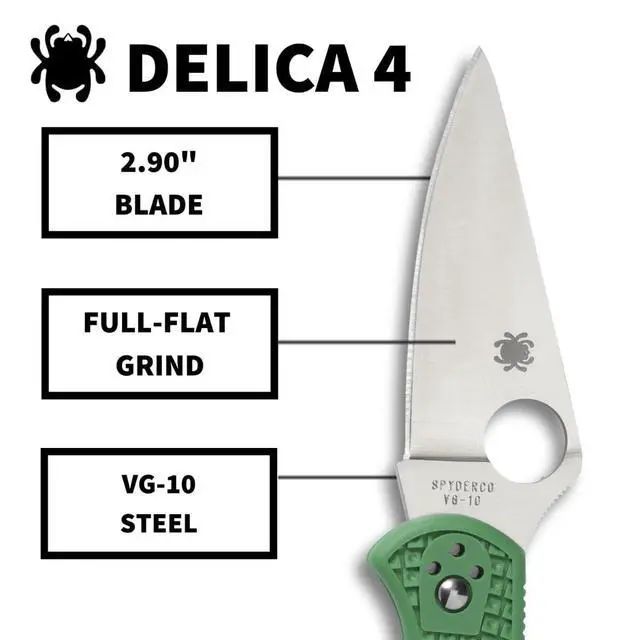 Alt view image 3 of 7 - Delica 4 Lightweight 7.15" Signature Folding Knife with 2.90" Flat-Ground Steel Blade and High-Strength FRN Handle - PlainEdge Grind