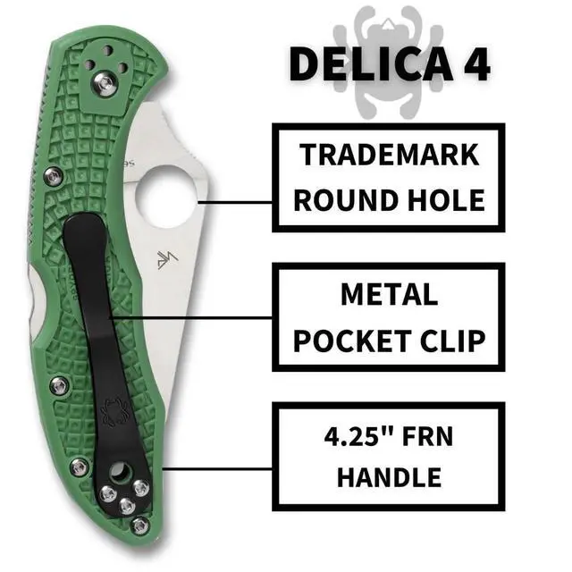 Alt view image 5 of 7 - Delica 4 Lightweight 7.15" Signature Folding Knife with 2.90" Flat-Ground Steel Blade and High-Strength FRN Handle - PlainEdge Grind