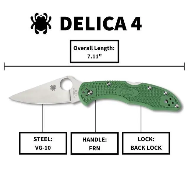 Alt view image 6 of 7 - Delica 4 Lightweight 7.15" Signature Folding Knife with 2.90" Flat-Ground Steel Blade and High-Strength FRN Handle - PlainEdge Grind