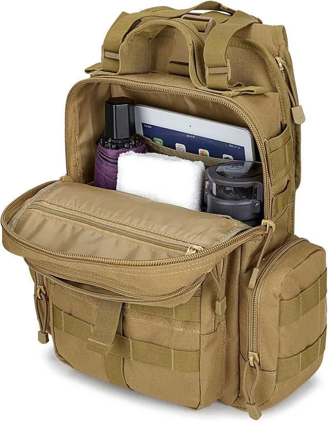 Alt view image 6 of 7 - Large Tactical EDC Sling Bag, Adjustable Holder Backpack for Men | 900D Polyester Durable & Water Resistant, Size: 12.9 * 13.8 * 5.9 Inches, Y strap Tactical storage, Outdoor, Multi Pockets