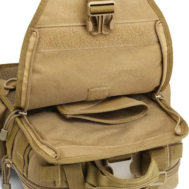 Alt view image 4 of 7 - Large Tactical EDC Sling Bag, Adjustable Holder Backpack for Men | 900D Polyester Durable & Water Resistant, Size: 12.9 * 13.8 * 5.9 Inches, Y strap Tactical storage, Outdoor, Multi Pockets