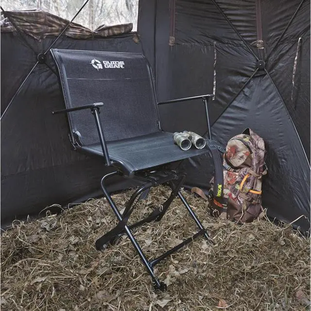 Alt view image 5 of 7 - Big Boy Hunting Blind Chair with Armrests, Portable Folding Seat for Shooting, Comfortable Spin Swivel, 500-lb. Capacity