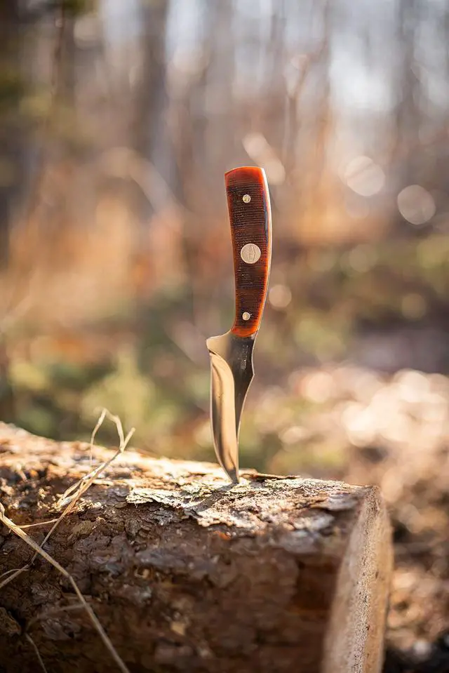 Alt view image 5 of 7 - Generational USA Series Traditional Fixed and Folding Knives with 1095 HC Stainless Steel Blades, Sawcut Bone Handles, and Made in USA for Hunting, Skinning, EDC, Field Dressing, and Outdoor