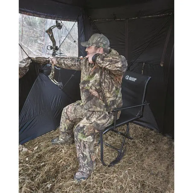Alt view image 7 of 7 - Big Boy Hunting Blind Chair with Armrests, Portable Folding Seat for Shooting, Comfortable Spin Swivel, 500-lb. Capacity