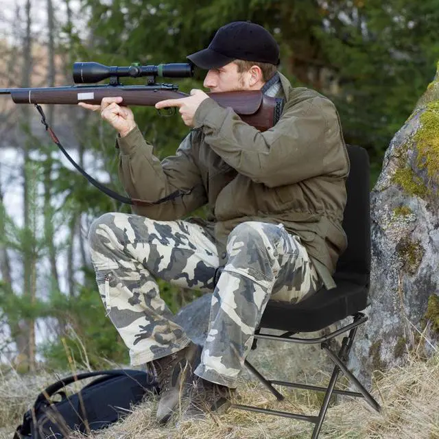 Alt view image 2 of 7 - Hunting Chair, 360 Degree Swivel Hunting Blind Chair w/ 3 Oversized Duck Feet & Camo Padded Cushion, 330 LBS Silent Waterproof Rustproof Folding Ground Blind Hunting Seat Stool for Outdoors