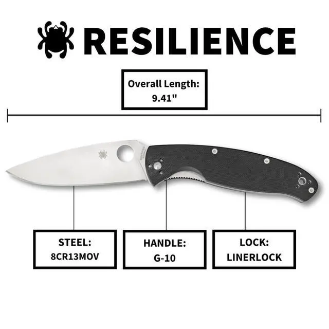 Alt view image 5 of 7 - Resilience Folding Pocket Knife, PlainEdge | 9.41" Overall Length, 4.25" 8Cr13MoV Steel Blade, G-10 Handle, LinerLock, Full-Flat Grind