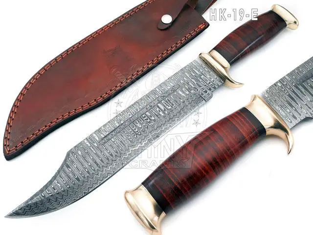 Alt view image 2 of 6 - ® -18" Bowie Knife Gift for Men Crocodile Style Outdoor Knife with Leather Handle & Sheath for Camping, Hunting & Collectors (HK-19-E)