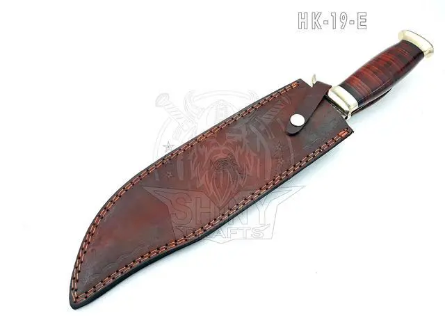 Alt view image 6 of 6 - ® -18" Bowie Knife Gift for Men Crocodile Style Outdoor Knife with Leather Handle & Sheath for Camping, Hunting & Collectors (HK-19-E)