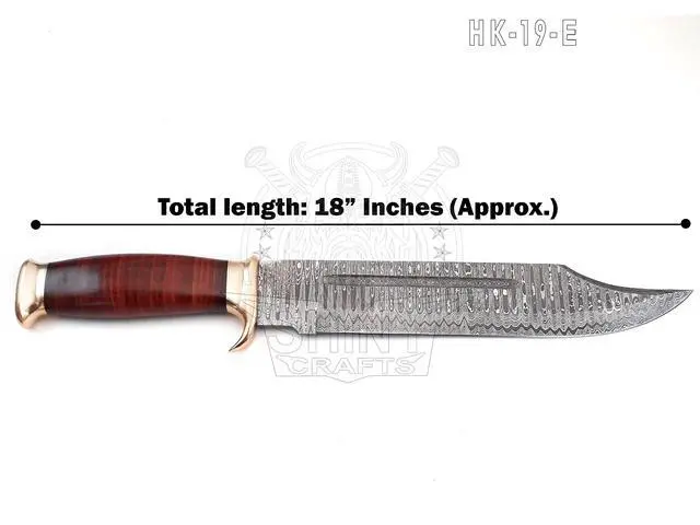 Alt view image 5 of 6 - ® -18" Bowie Knife Gift for Men Crocodile Style Outdoor Knife with Leather Handle & Sheath for Camping, Hunting & Collectors (HK-19-E)