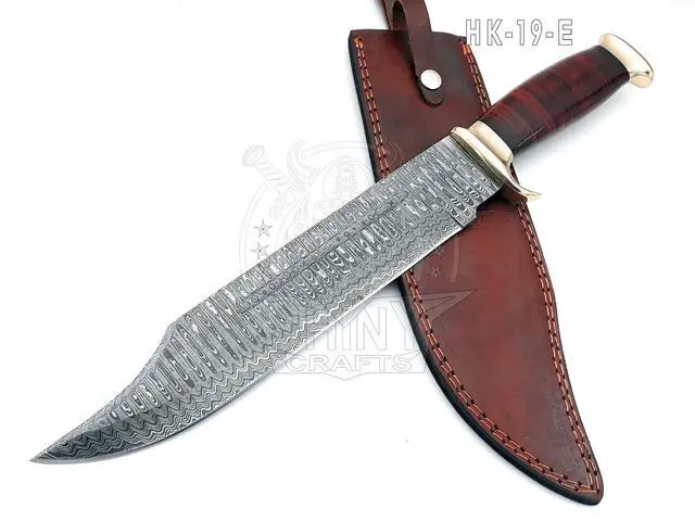 Alt view image 3 of 6 - ® -18" Bowie Knife Gift for Men Crocodile Style Outdoor Knife with Leather Handle & Sheath for Camping, Hunting & Collectors (HK-19-E)