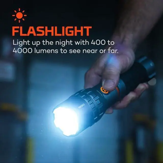 Alt view image 2 of 7 - SLYDE King 4K Flashlight | Powerful 4000 Lumen LED Flashlight & 1000 Lumen COB Work Light, USB Rechargeable, IPX7 Waterproof, Magnetic Base, Zoomable, Super Bright Tactical Handheld Light - Gray