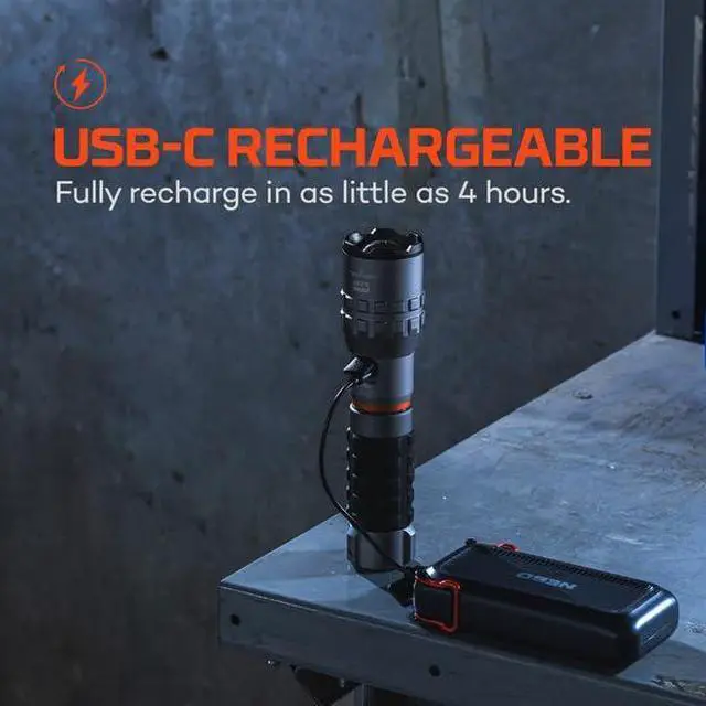 Alt view image 3 of 7 - SLYDE King 4K Flashlight | Powerful 4000 Lumen LED Flashlight & 1000 Lumen COB Work Light, USB Rechargeable, IPX7 Waterproof, Magnetic Base, Zoomable, Super Bright Tactical Handheld Light - Gray