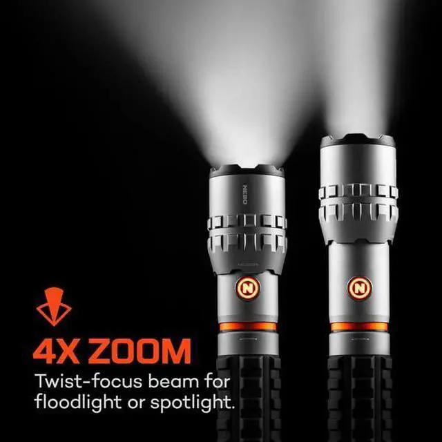 Alt view image 4 of 7 - SLYDE King 4K Flashlight | Powerful 4000 Lumen LED Flashlight & 1000 Lumen COB Work Light, USB Rechargeable, IPX7 Waterproof, Magnetic Base, Zoomable, Super Bright Tactical Handheld Light - Gray