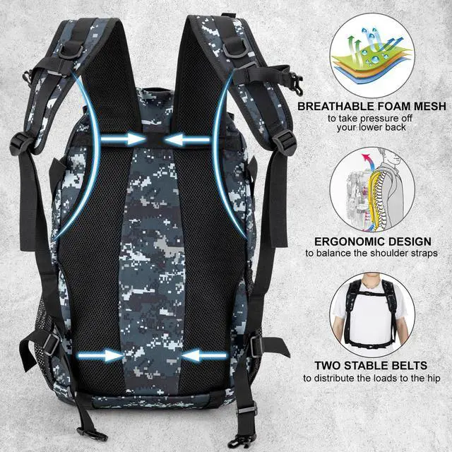 Alt view image 4 of 6 - Tactical Backpack for Men Hiking Day Pack Molle Military Rucksack Waterproof 30L EDC Bag with USA Flag Patch