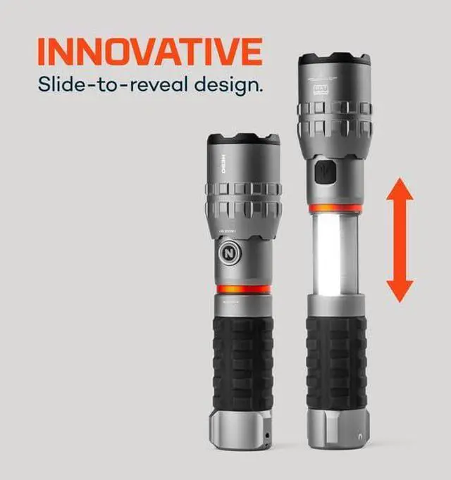 Alt view image 5 of 7 - SLYDE King 4K Flashlight | Powerful 4000 Lumen LED Flashlight & 1000 Lumen COB Work Light, USB Rechargeable, IPX7 Waterproof, Magnetic Base, Zoomable, Super Bright Tactical Handheld Light - Gray
