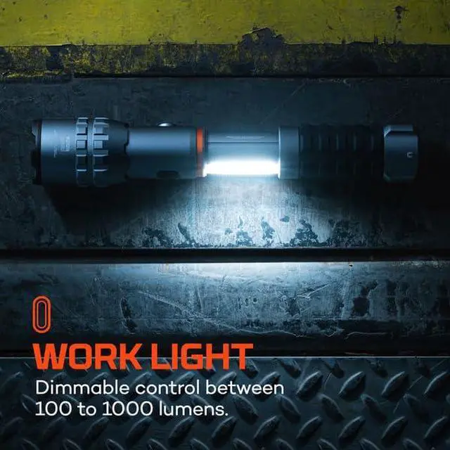 Alt view image 6 of 7 - SLYDE King 4K Flashlight | Powerful 4000 Lumen LED Flashlight & 1000 Lumen COB Work Light, USB Rechargeable, IPX7 Waterproof, Magnetic Base, Zoomable, Super Bright Tactical Handheld Light - Gray