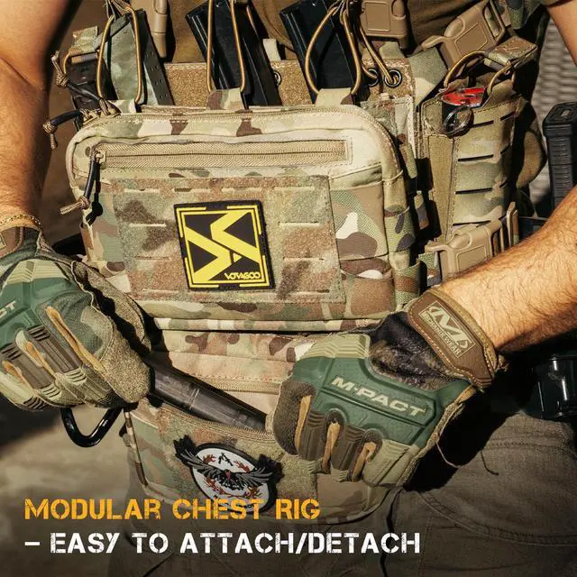 Alt view image 7 of 7 - Chest Rig-Tactical Chest RigMolle Modular Micro Fight Chest Rigs Adjustable&Detachable with 5.56/7.62 Magazine Pouch