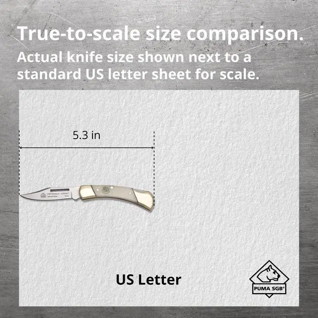 Alt view image 5 of 6 - Gentleman - Pocket Knife with White Bone Handle | 2.3 Clip Point Folding Blade Handmade from German 1.4116 Steel - Lockback Mechanism - Brass Bolsters - Lightweight 2 oz