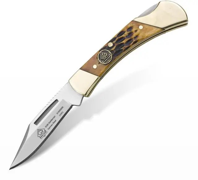 Main image of Gentleman - Pocket Knife with Brown Jigged Bone Handle | 2.3 Clip Point Folding Blade Handmade from German 1.4116 Steel - Lockback Mechanism - Brass Bolsters - Lightweight 2 oz