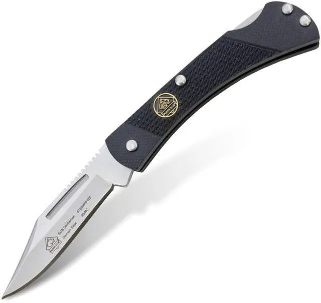 Main image of Gentleman - Pocket Knife with Black G10 Handle | 2.3 Clip Point Folding Blade Handmade from German 1.4116 Steel - Lockback Mechanism - Brass Bolsters - Lightweight 2 oz