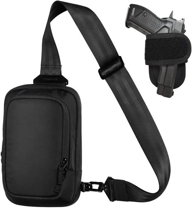 Main image of Concealed Carry Crossbody Sling Bag - CCW Tactical Chest Pack EDC (Large, Black)