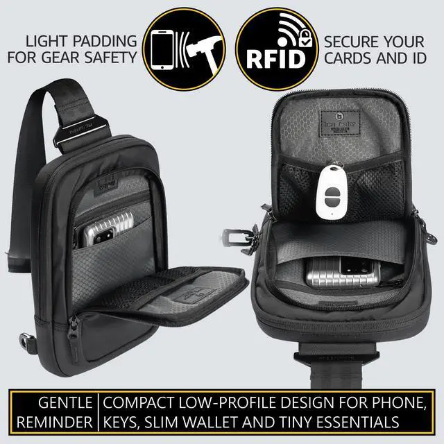 Alt view image 5 of 7 - Concealed Carry Crossbody Sling Bag - CCW Tactical Chest Pack EDC (Large, Black)