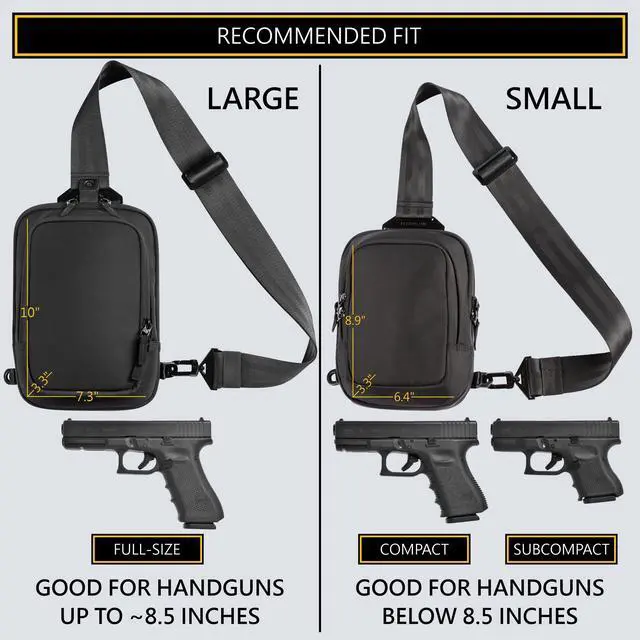 Alt view image 7 of 7 - Premium Discreet Tactical CCW Sling Bag - Concealed Carry Crossbody Chest Pack EDC (Black, Small)