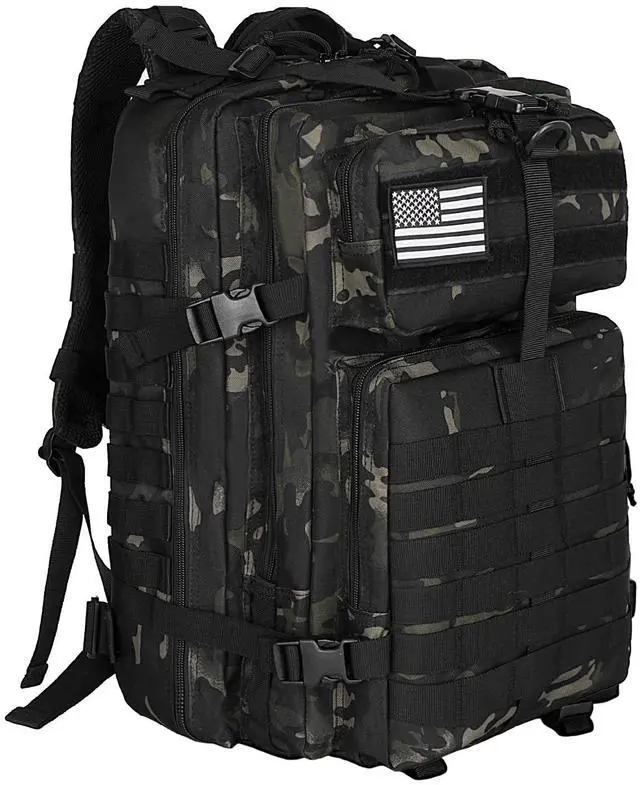 Main image of Military Tactical Backpack for Men 45L Molle Backpack 3 Day Assault Pack Bug Out Bag, Heavy Duty Rucksack for Hiking Gym (Camouflage Black