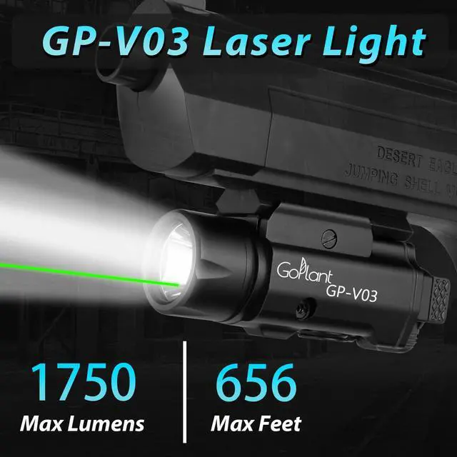 Alt view image 2 of 7 - 1750 Lumens Weapon Laser Light Combo - Adjustable Rail LED Light and Green Laser Flashlight, Aircraft-Grade Aluminum, Magnetic Rechargeable Strobe Tactical Flashlight for Picatinny or GL Rail