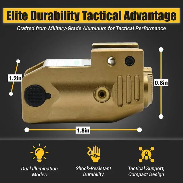 Alt view image 3 of 6 - Tactical PS5P TAN - 500 Lumen Strobe Flashlight & Purple Laser with Aircraft Aluminum & Magnetic Charger, Rail Light & Laser Class IIIA, <5mW