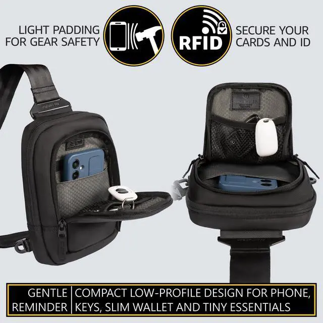 Alt view image 5 of 7 - Premium Discreet Tactical CCW Sling Bag - Concealed Carry Crossbody Chest Pack EDC (Black, Small)