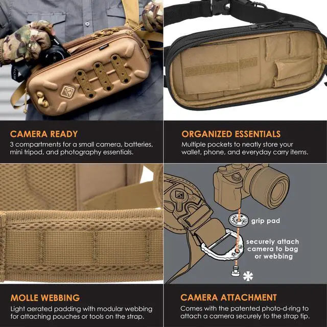 Alt view image 5 of 7 - Bandoleer - Mini Sling Bag - Compact Crossbody Shoulder Pack for Travel, EDC & Everyday Carry, Water-Resistant - Coyote