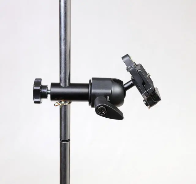 Alt view image 2 of 7 - Height Adjustable Prone Benchtop Standing Bullseye 5/8" Stainless Steel Pole Competition Spotting Scope Stand with Bench Mount Plate Crossbar Swivel Ball Head Tripod Base